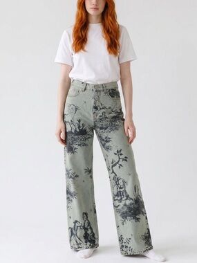 Molly Goddard Joan Wide-Leg Denim Jeans Sz 28 New Nostalgia Y2K Whimsical